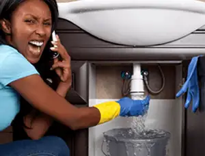 Emergency plumbing repair for a leaking sink drain under a bathroom vanity in Cape Coral, FL